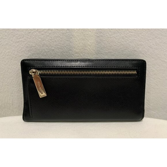 SOLD***Kate Spade Bifold Slim Wallet Black Snap Closure - Picture 2 of 11